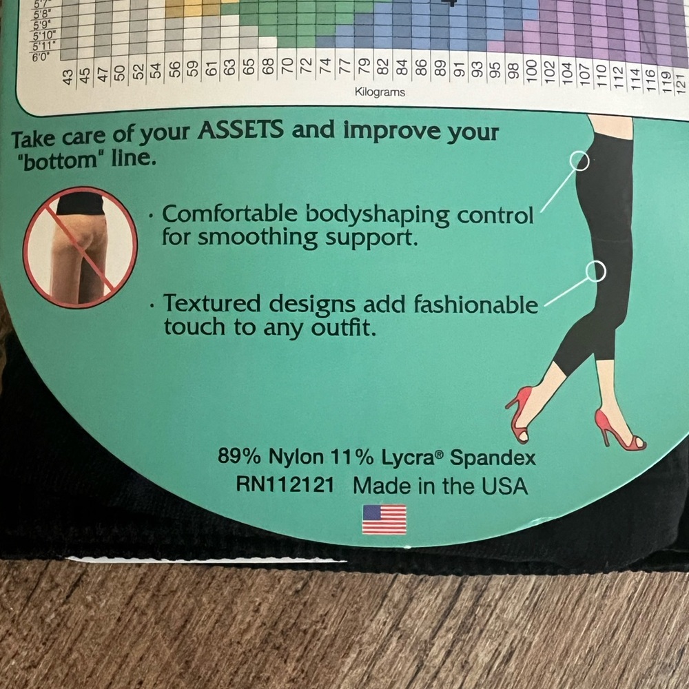 Assets Black Textured Footless Tights - Picture 6 of 7